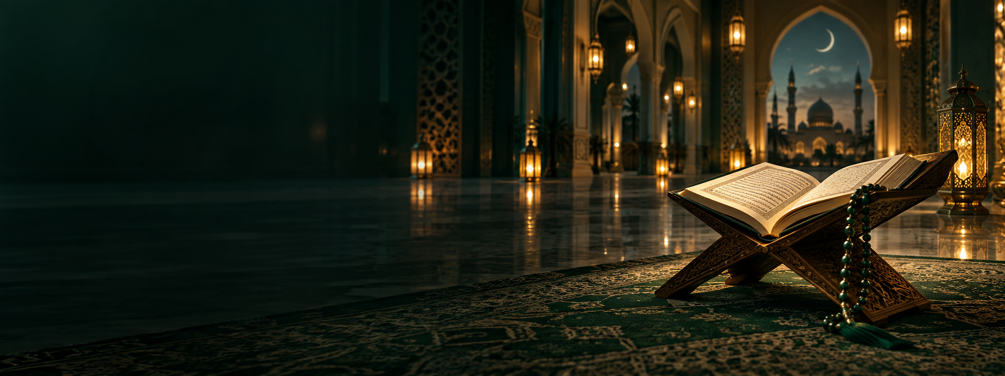 Open Quran inside a peaceful mosque