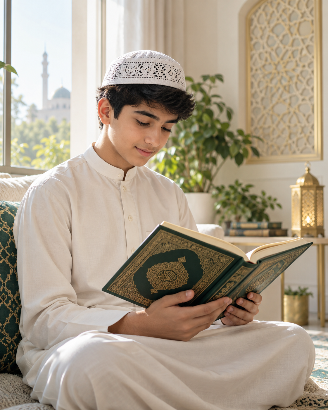 Student reading the Holy Quran